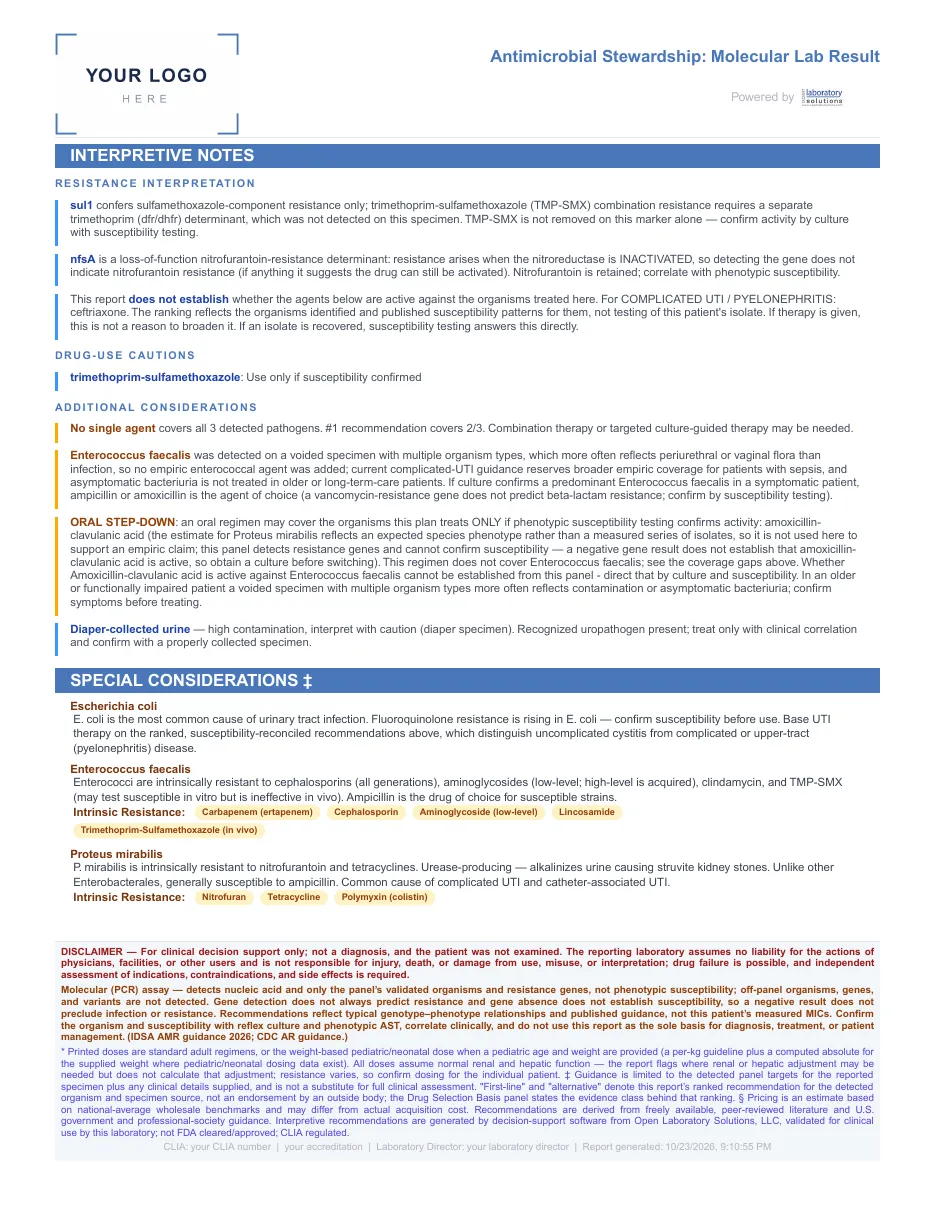 Page three: the reasoning, written down, from the sample report